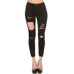 ANTHEM High waisted destroyed blk skinny jeans