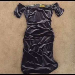 Nicole Miller Charcoal Off the Shoulder Dress