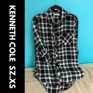 Kenneth Cole Reaction Plaid shirt Size XS