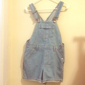 Topshop Denim Short Overalls Size 4