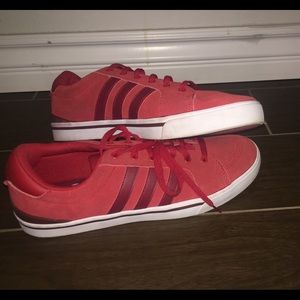 Red/burgundy adidas shoes