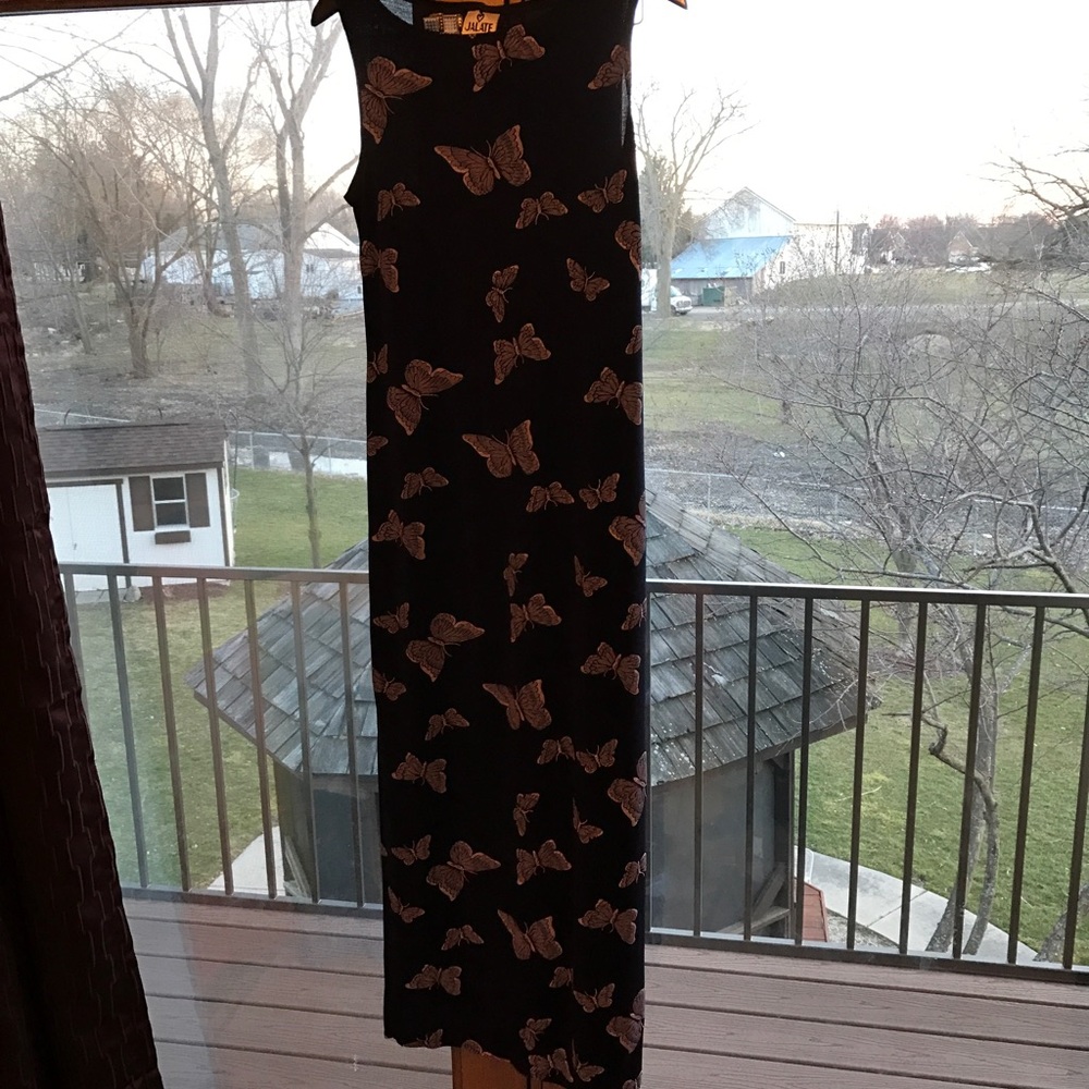 Simple butterfly theme dark blue dress, M