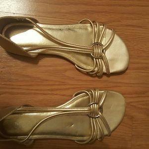 Flat strappy gold sandals