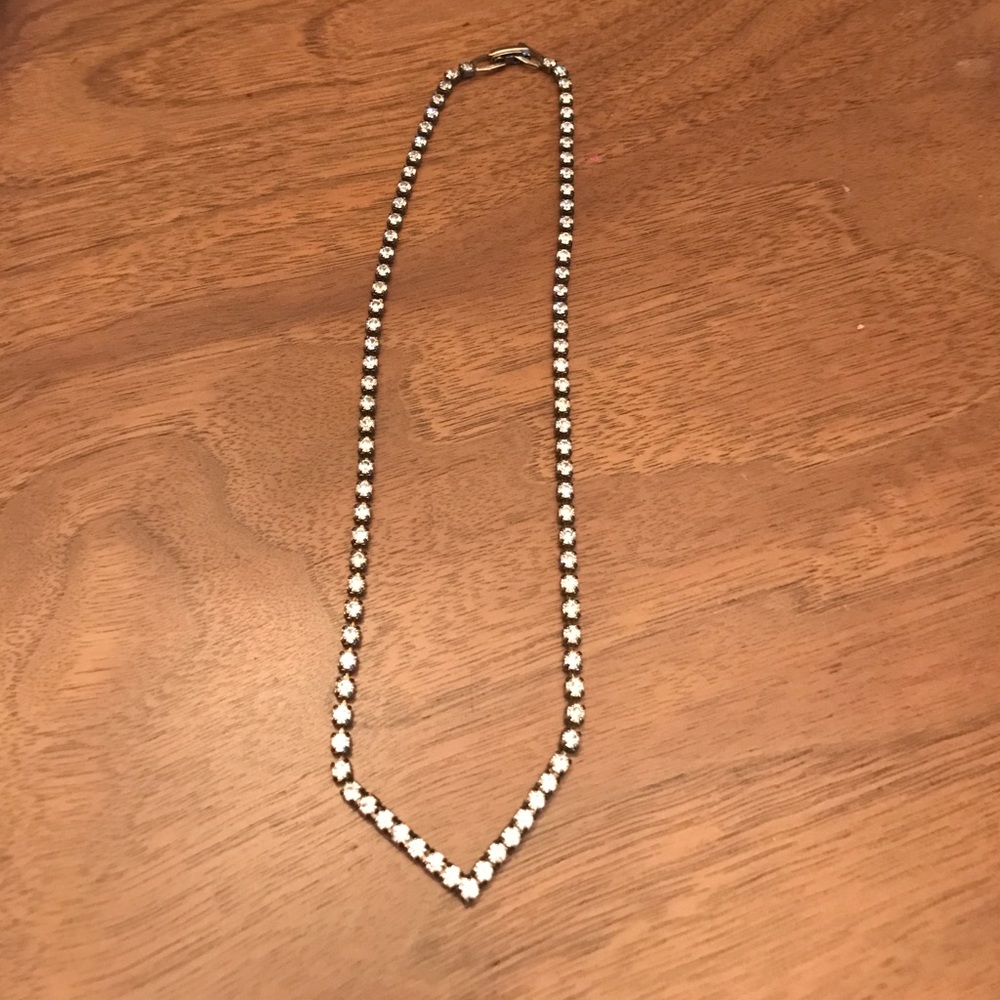 Dressy rhinestone v shape necklace