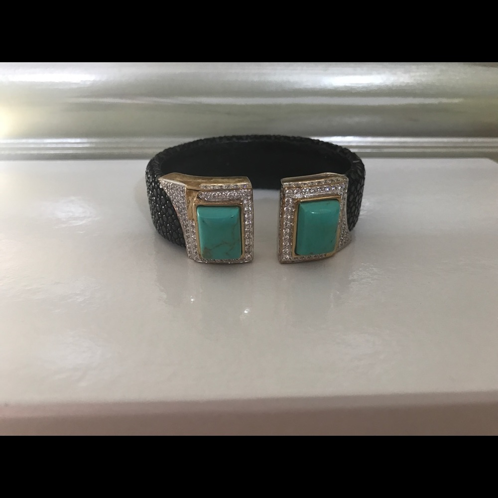 Snakeskin Leather with Turquoise Bracelet