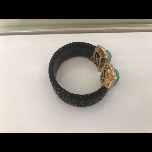 Snakeskin Leather with Turquoise Bracelet - Picture 3 of 6