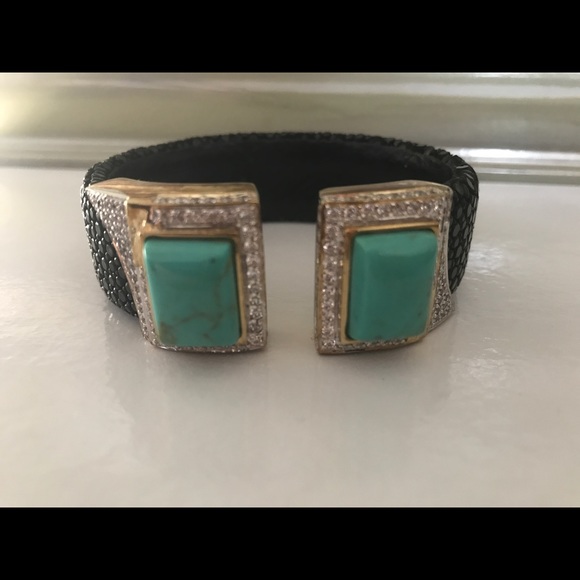 Snakeskin Leather with Turquoise Bracelet - Picture 5 of 6