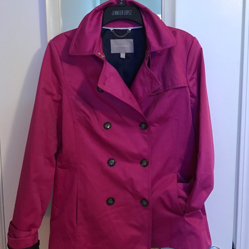 Banana Republic Bright pink cropped trench coat