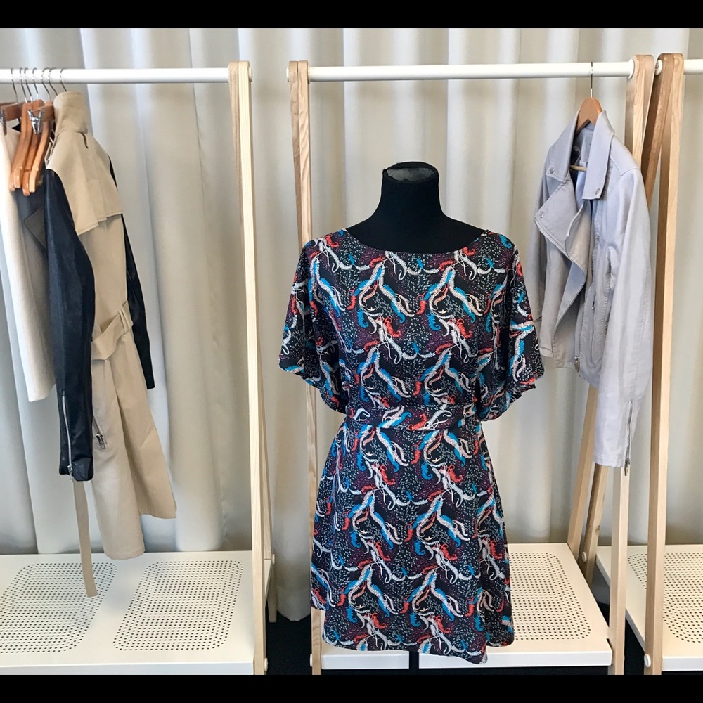 Vertigo- Multi Print Tie Waist Dress
