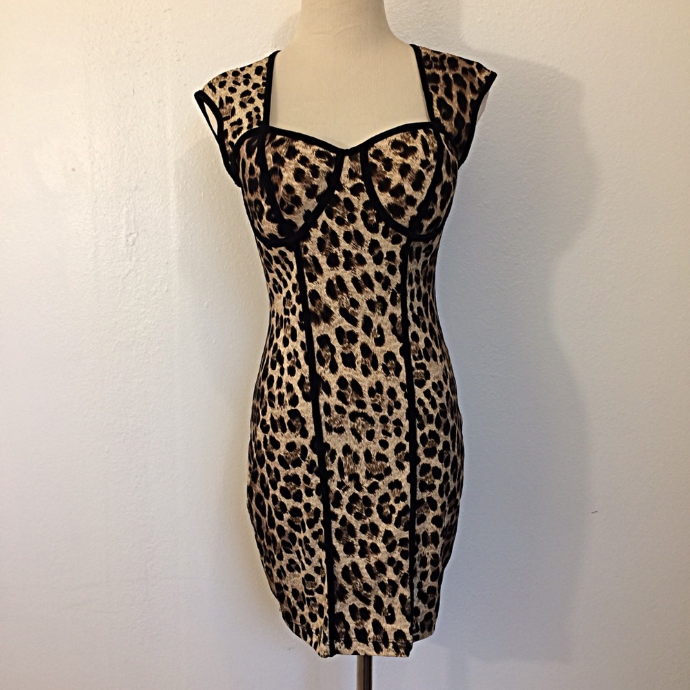 NWOT Leopard Bustier Bodycon Dress - LARGE