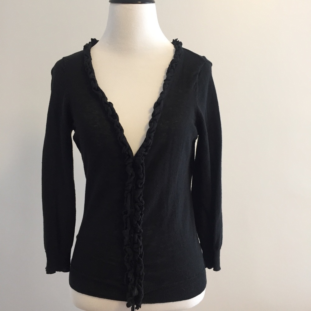 LOFT black ruffle cardigan