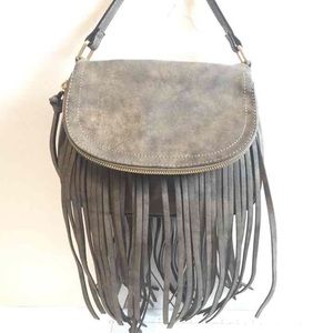 Sole society fringe bucket crossbody bag purse