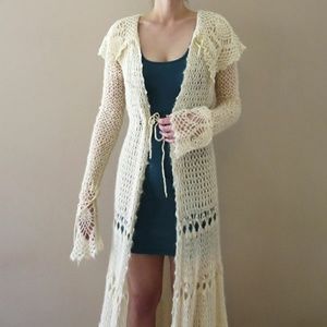 ⚡️SALE⚡ Free People Ivory Crochet Sweater Duster