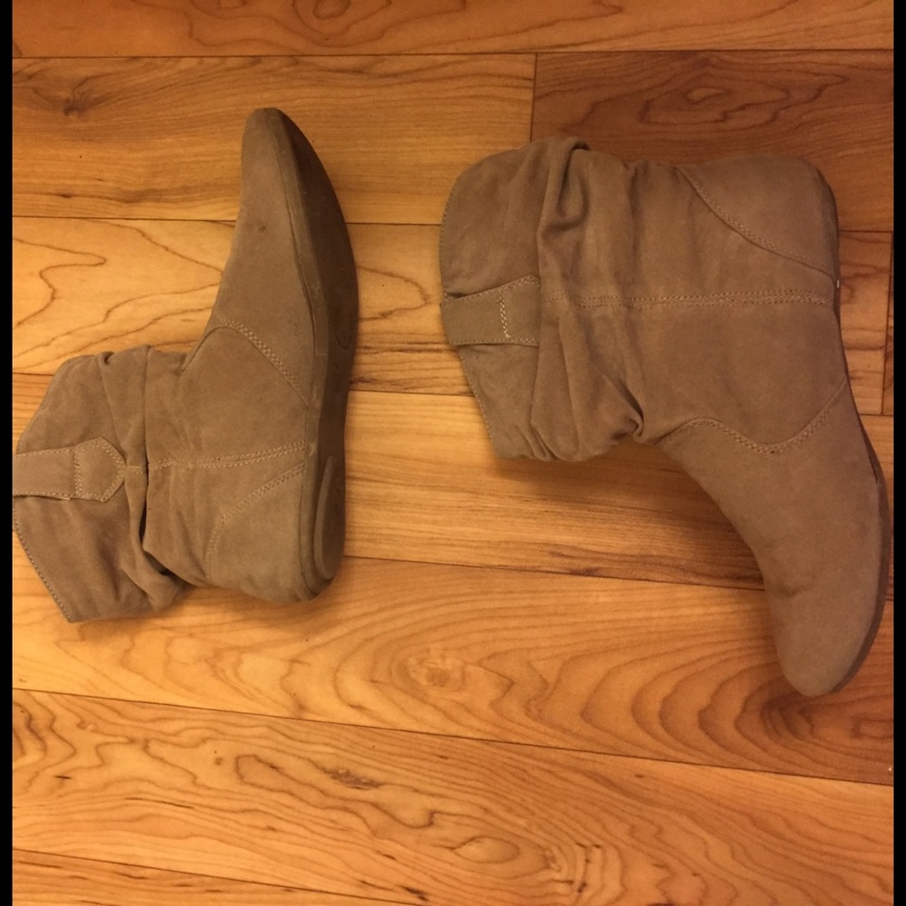 Taupe Suede ankle booties