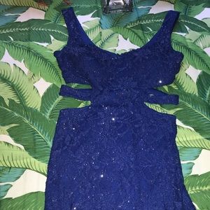 Blue cutout cocktail dress