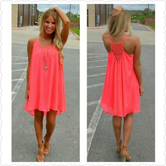 Boutique Chic Dresses & Skirts - Bright coral summer dress / cover up.