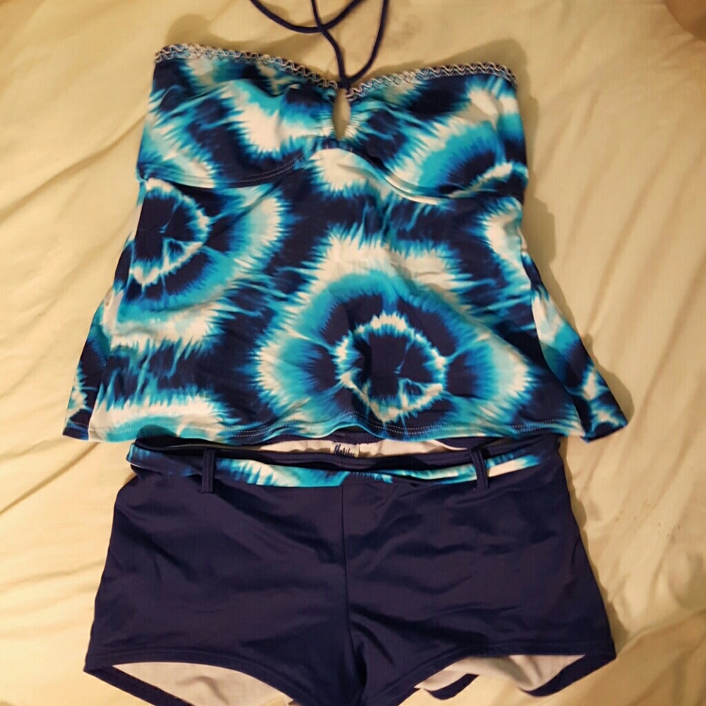 Tie dye halter tankini