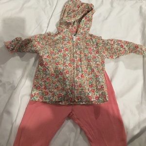 Gap floral hoodie with matching salmon pink pants