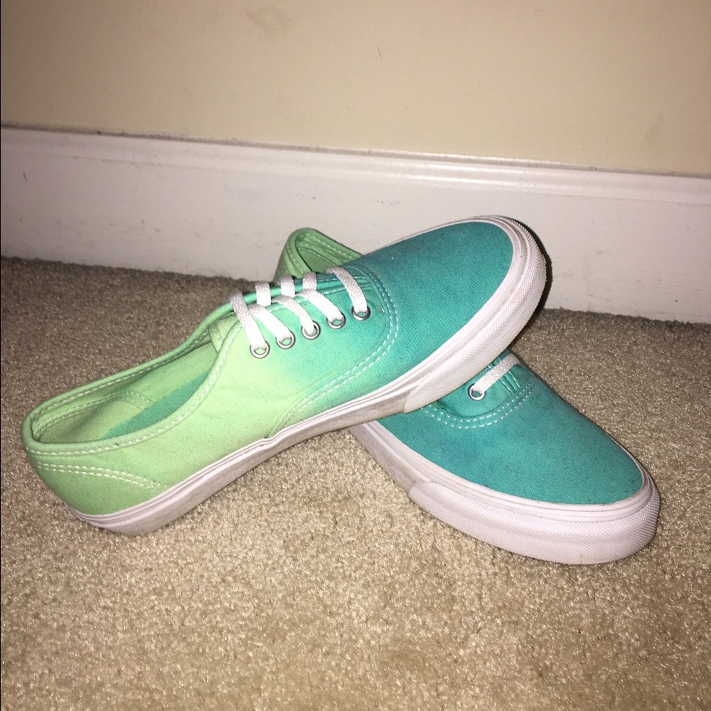 Cool, trendy ombré green and blue vans!