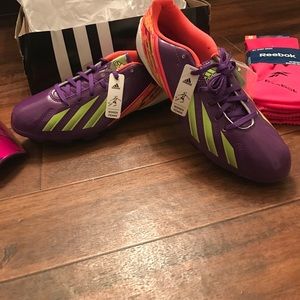 Brand New Adidas Cleats, Nike Guards, Rebock Socks