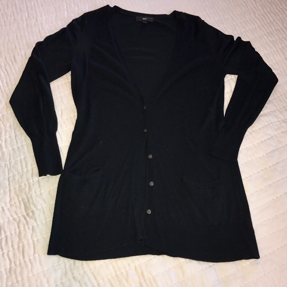 Black long cardigan sweater