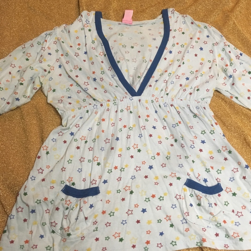Light blue hooded star babydoll shirt