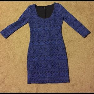 Black and blue fitted dress