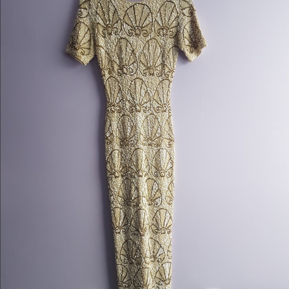 Authentic Gene Shelly sequin knit wool gown
