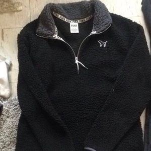 VS Pink Black Sherpa sweater