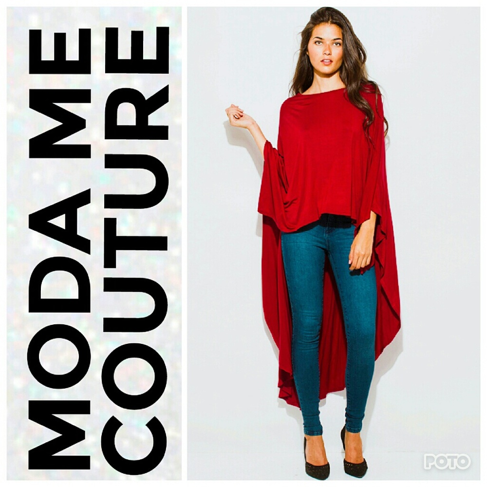 'MAYA' SASSY HIGH LOW PONCHO TOP - Picture 2 of 4