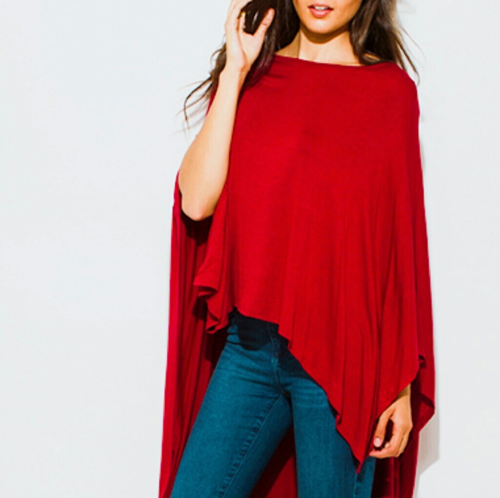 'MAYA' SASSY HIGH LOW PONCHO TOP - Picture 4 of 4