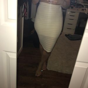 White mesh midi skirt