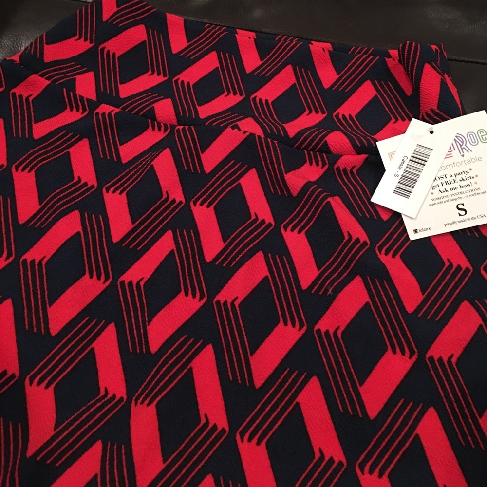 NWT Lularoe Cassie Skirt-Red and Navy