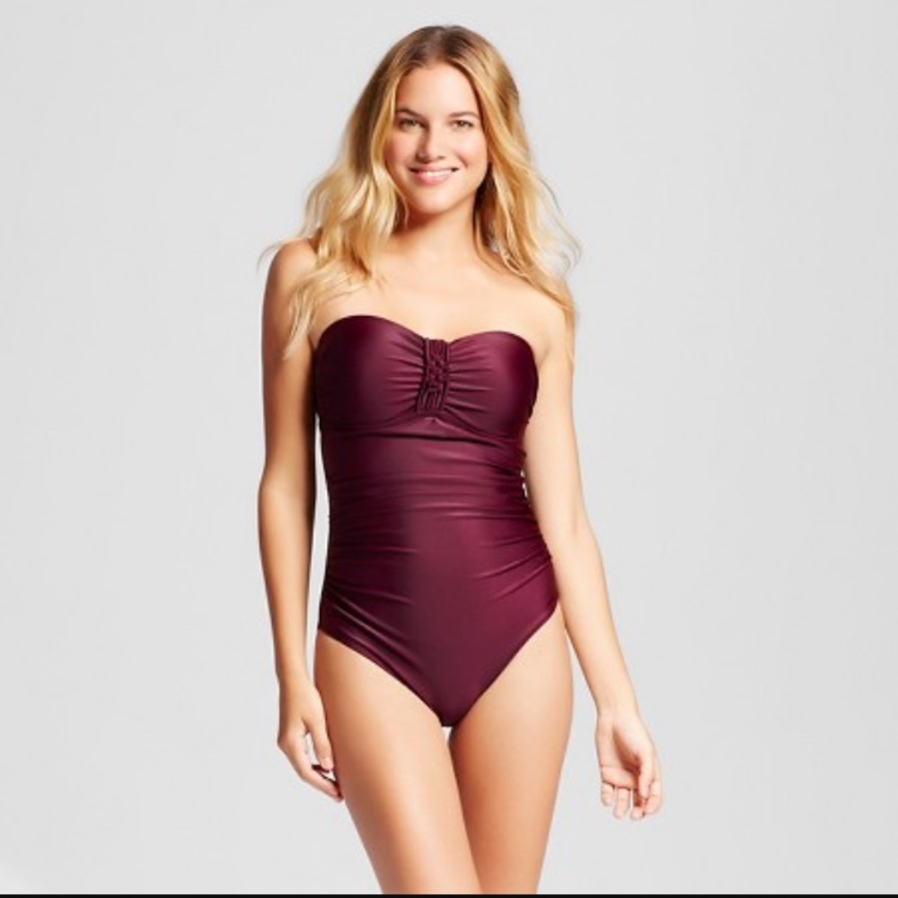 Women's Macramé Bandeau One Piece - Merona Large
