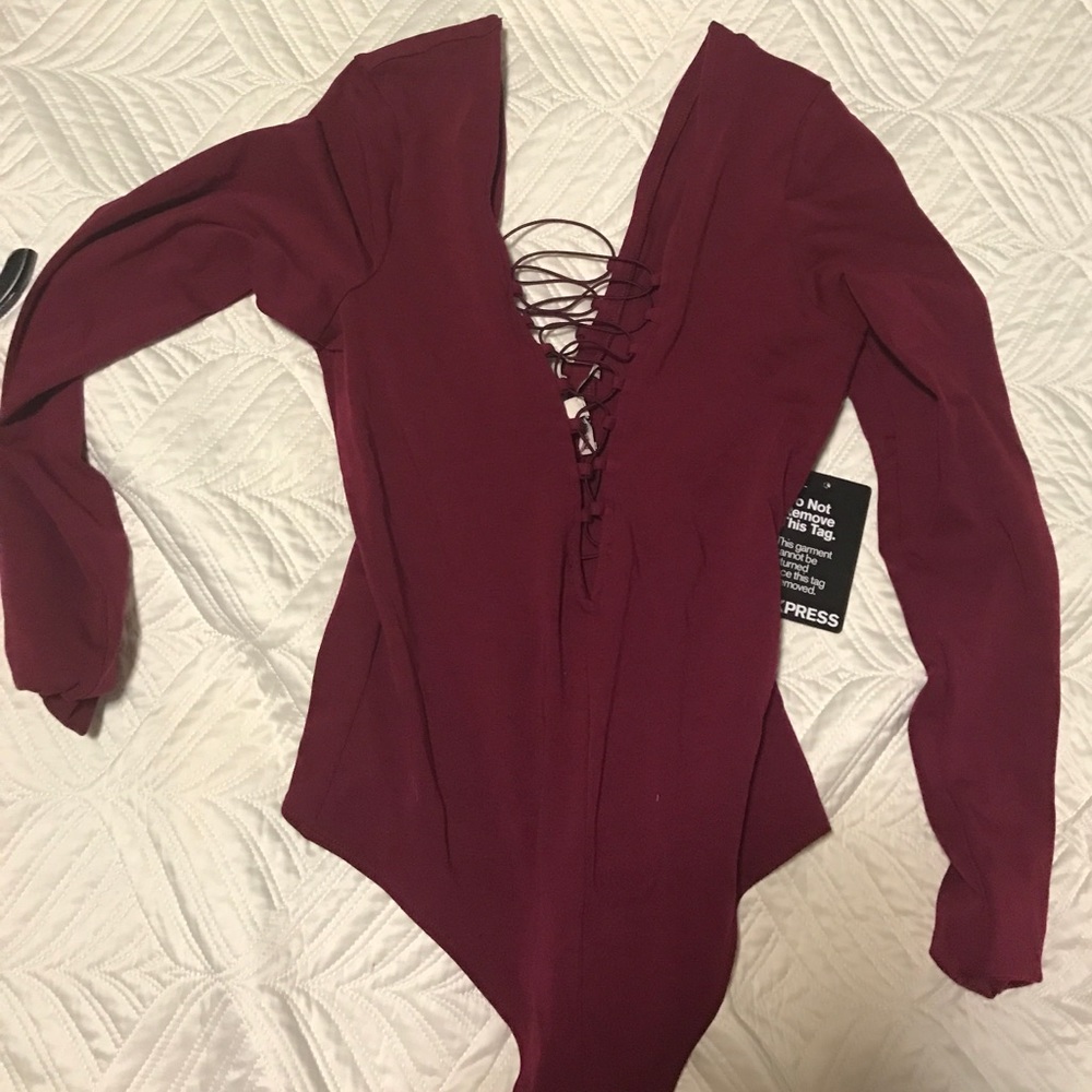 Red Lace Up Body Suit