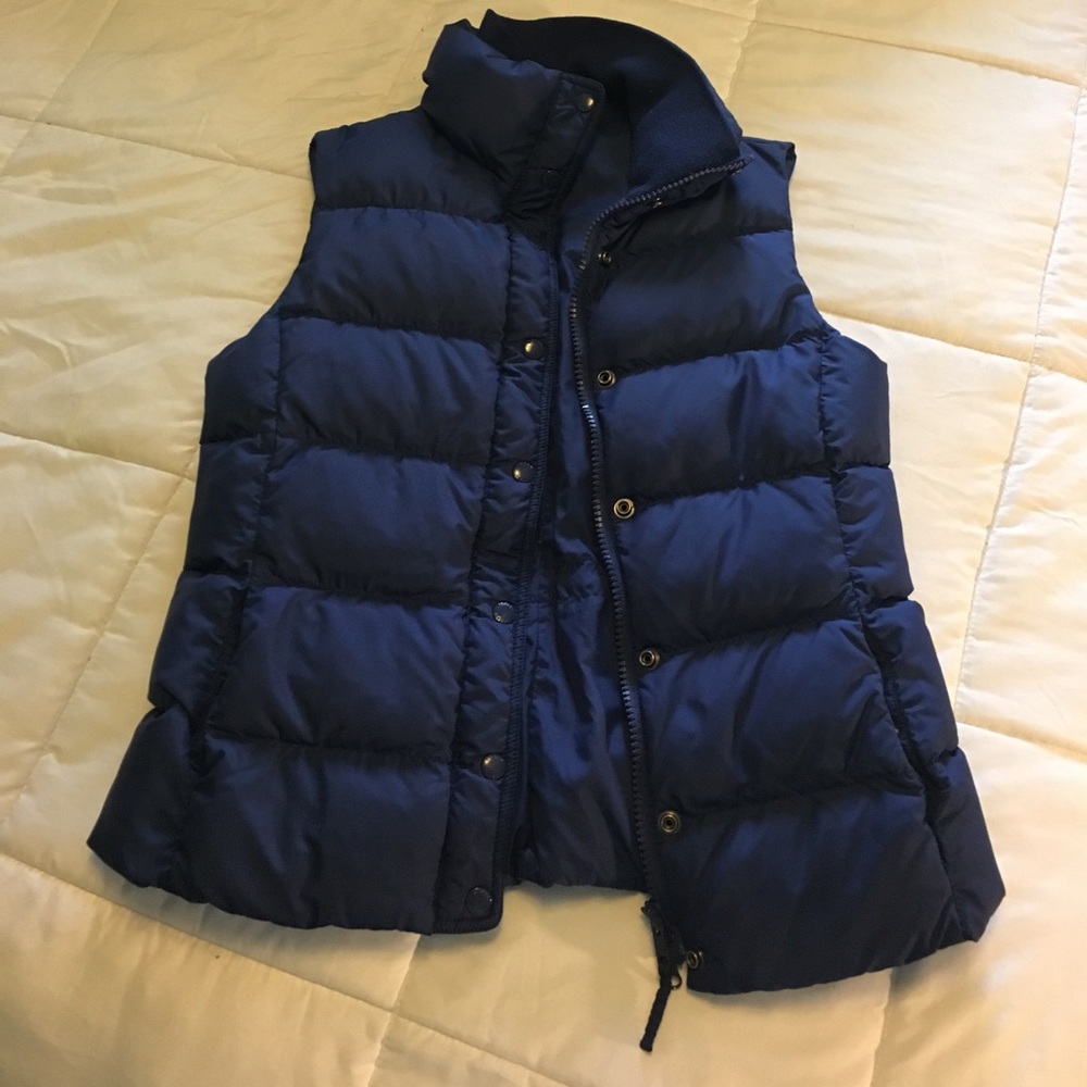 J Crew Navy Down Puffer Vest - Small