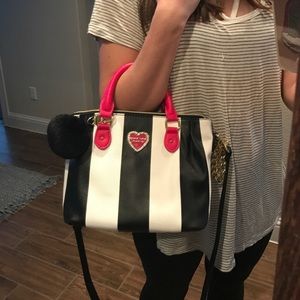 Betsey Johnson Stripe Pink Crossbody NWOT