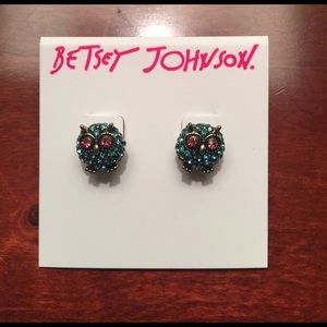 Betsy Johnson jeweled owl earrings