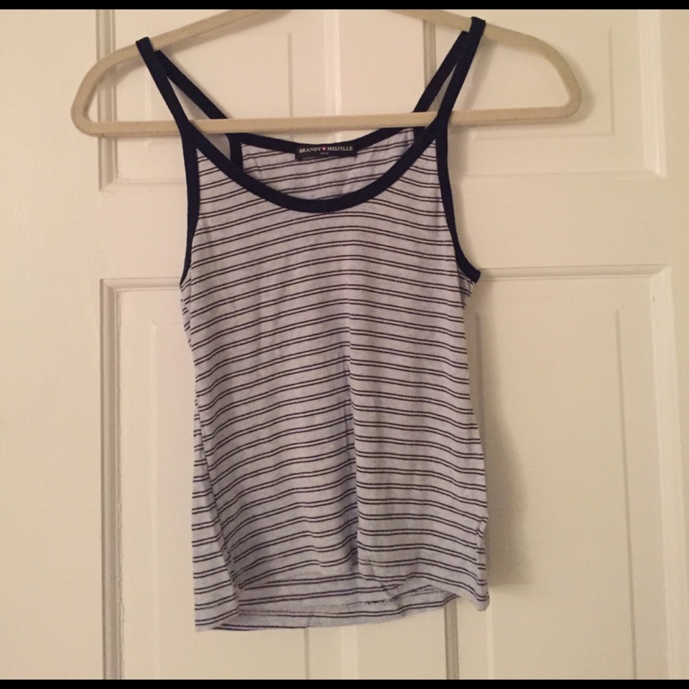 Brandy Melville Blue and White Striped Tank