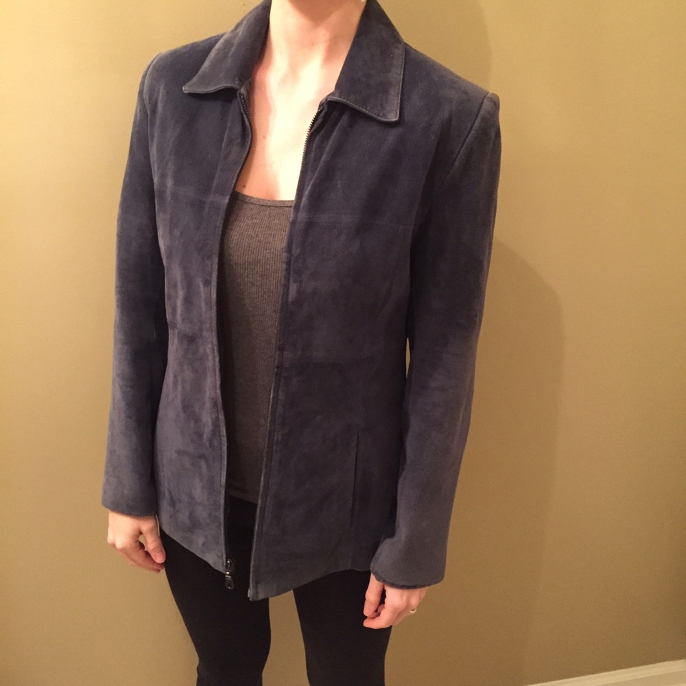 Suede navy leather jacket