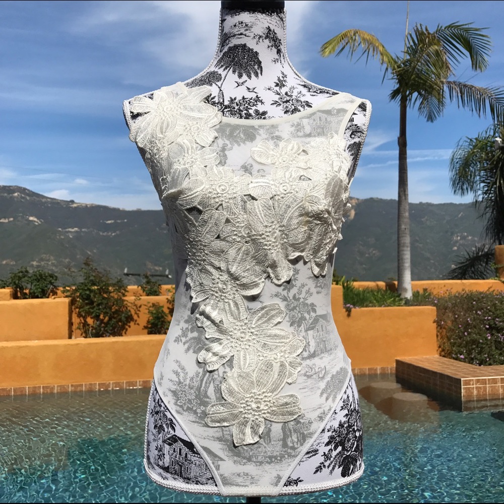 Sheer flora bodysuit