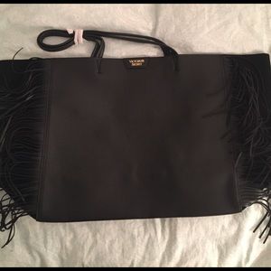Victoria's Secret large black fringe tote