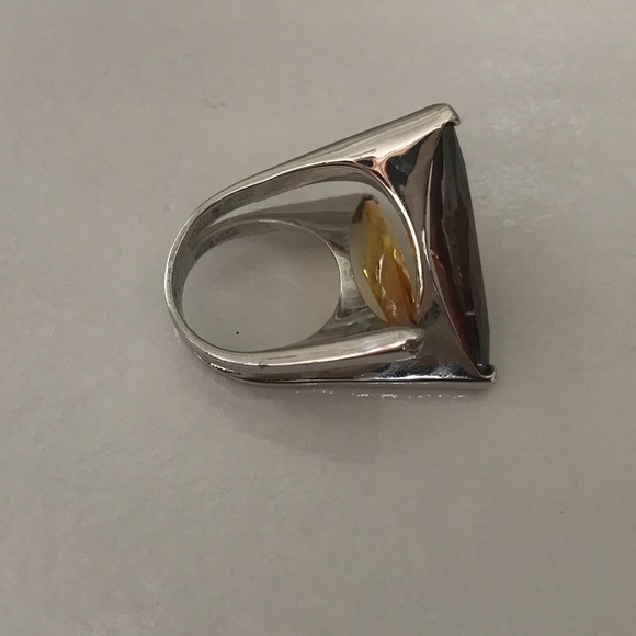 Yellow & Red Crystal Stone Ring - Picture 3 of 6