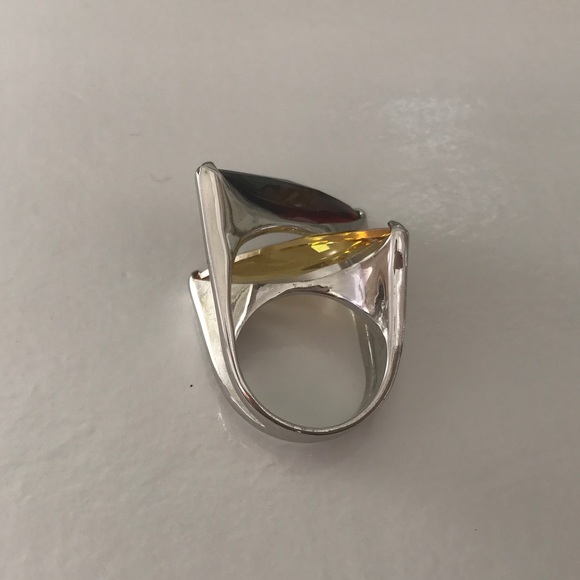 Yellow & Red Crystal Stone Ring - Picture 4 of 6