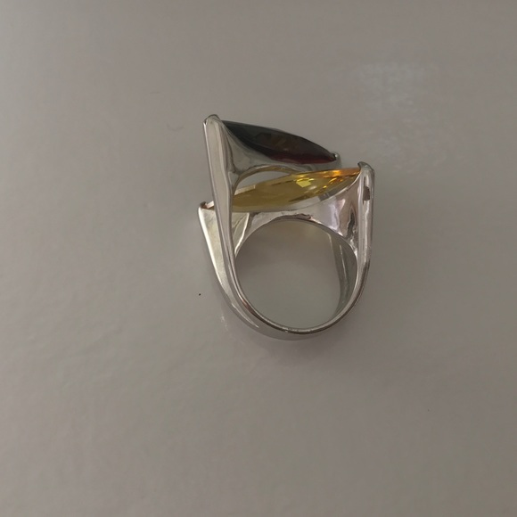 Yellow & Red Crystal Stone Ring - Picture 5 of 6