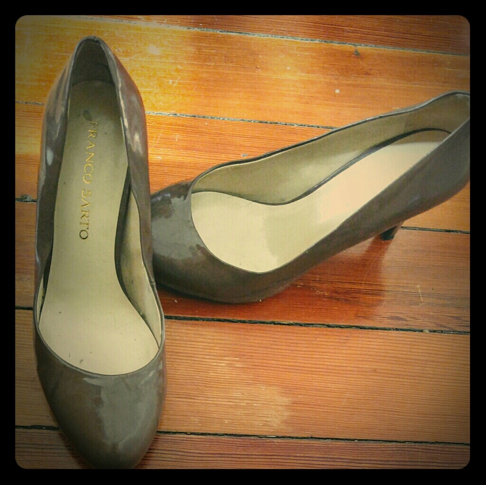 Patent leather tan, worn once