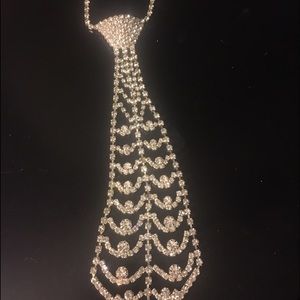 Cubic zirconia costume jewelry tie necklace