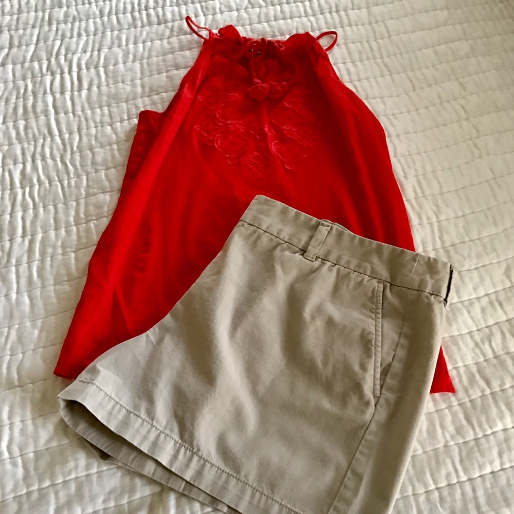 Red strappy tank top