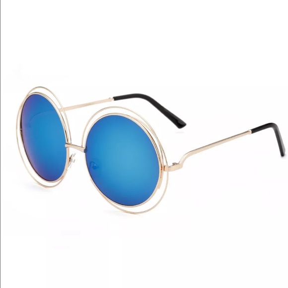 ✨New! Boho Babe Blue & Gold Mirror Sunnies - Picture 3 of 5