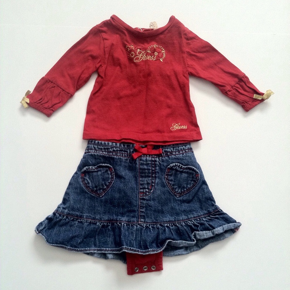 (Bundle) Baby Gap Denim Skirt & Guess Shirt